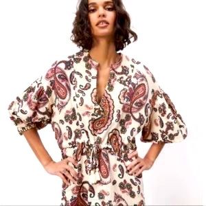 NEW Zara 4Seasons Paisley over sized ballon sleeves Mini Dress